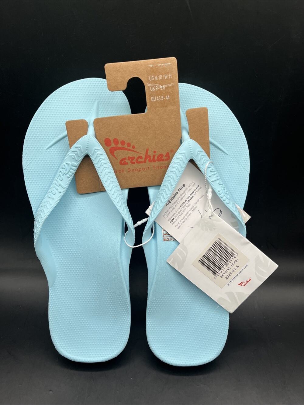 Archies flip flop womens Sz M 10 W 11 Light Blue Arch Support Therapy NWT